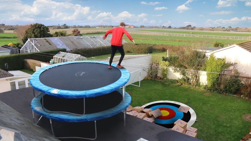 Trampoline roof jumping